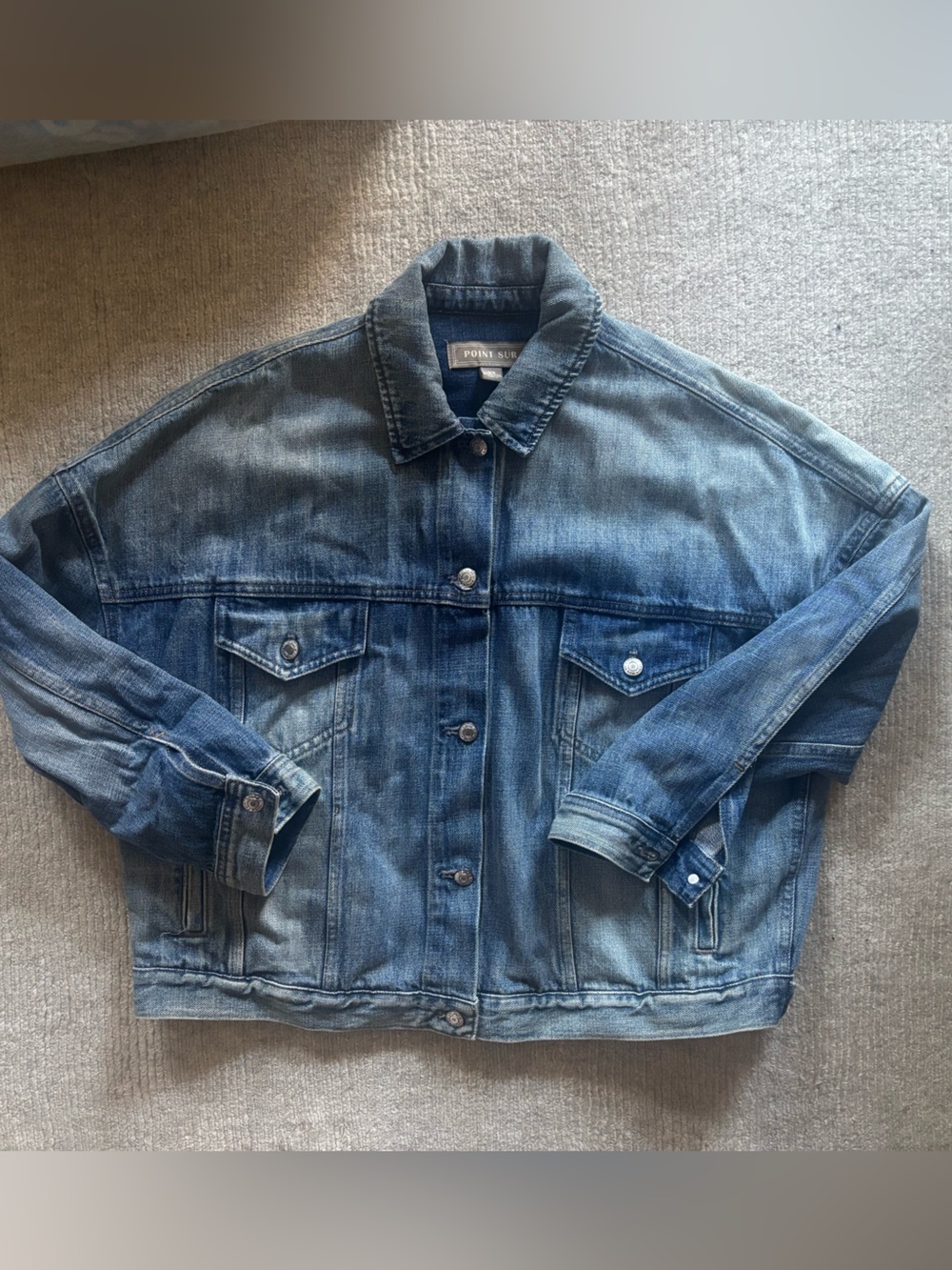 J. Crew Point Sur Oversized Blue Washed Denim Jean Jacket non stretch XS S